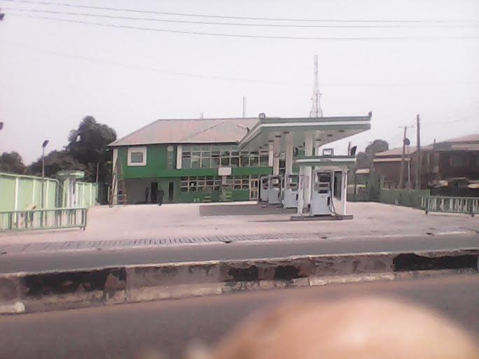 The petrol station built by Mr Ademola on allege Lagos State Govt land.